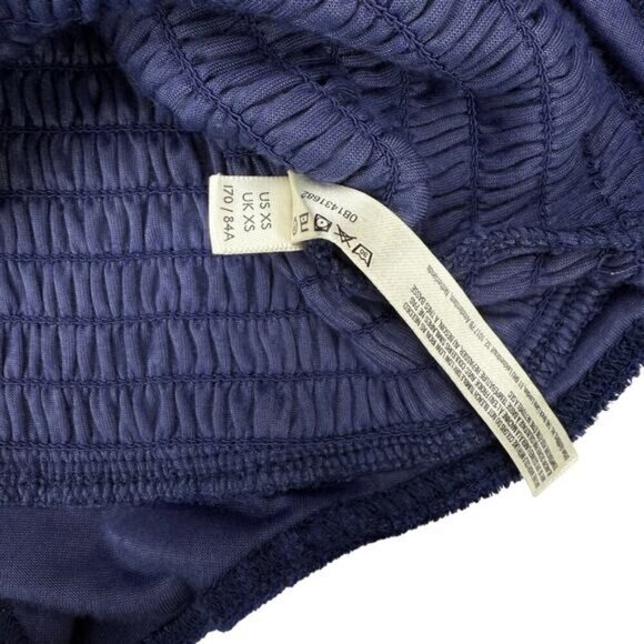 FREE PEOPLE Girls Just Wanna Smocked Velvet Puff Sleeve Bodysuit XS Blue Purple - Picture 4 of 6